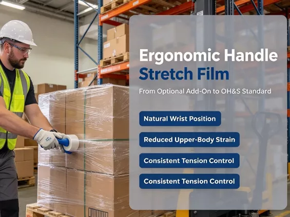 Rekfolie met ergonomisch handvat: optionele toevoeging – of de nieuwe welzijnsnorm voor magazijnactiviteiten?